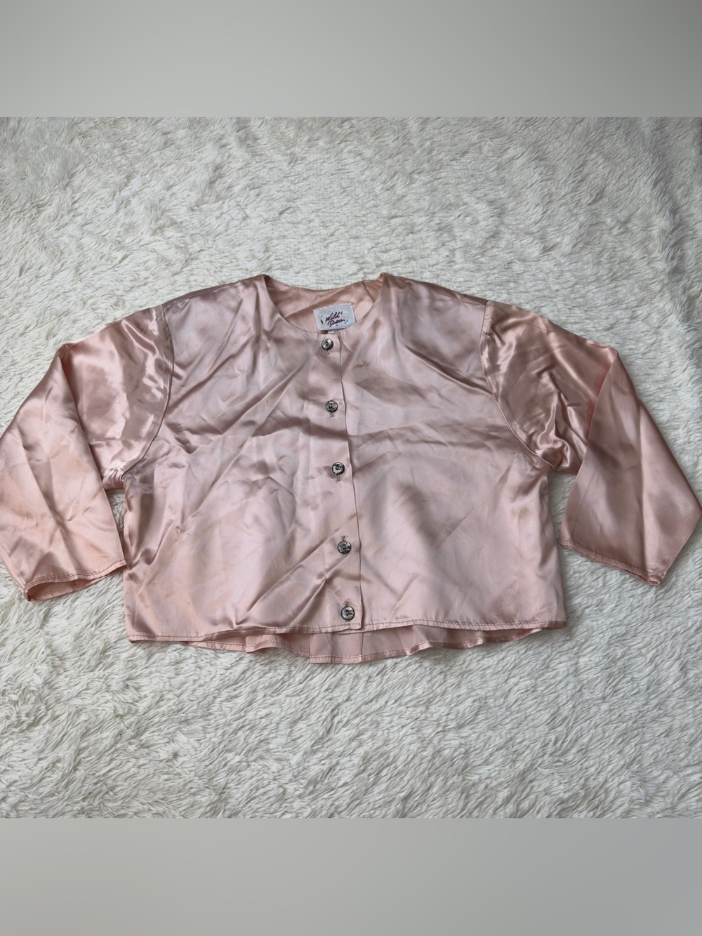 Vintage Wild Dress Silky Pink Button-Front Cropped Jacket